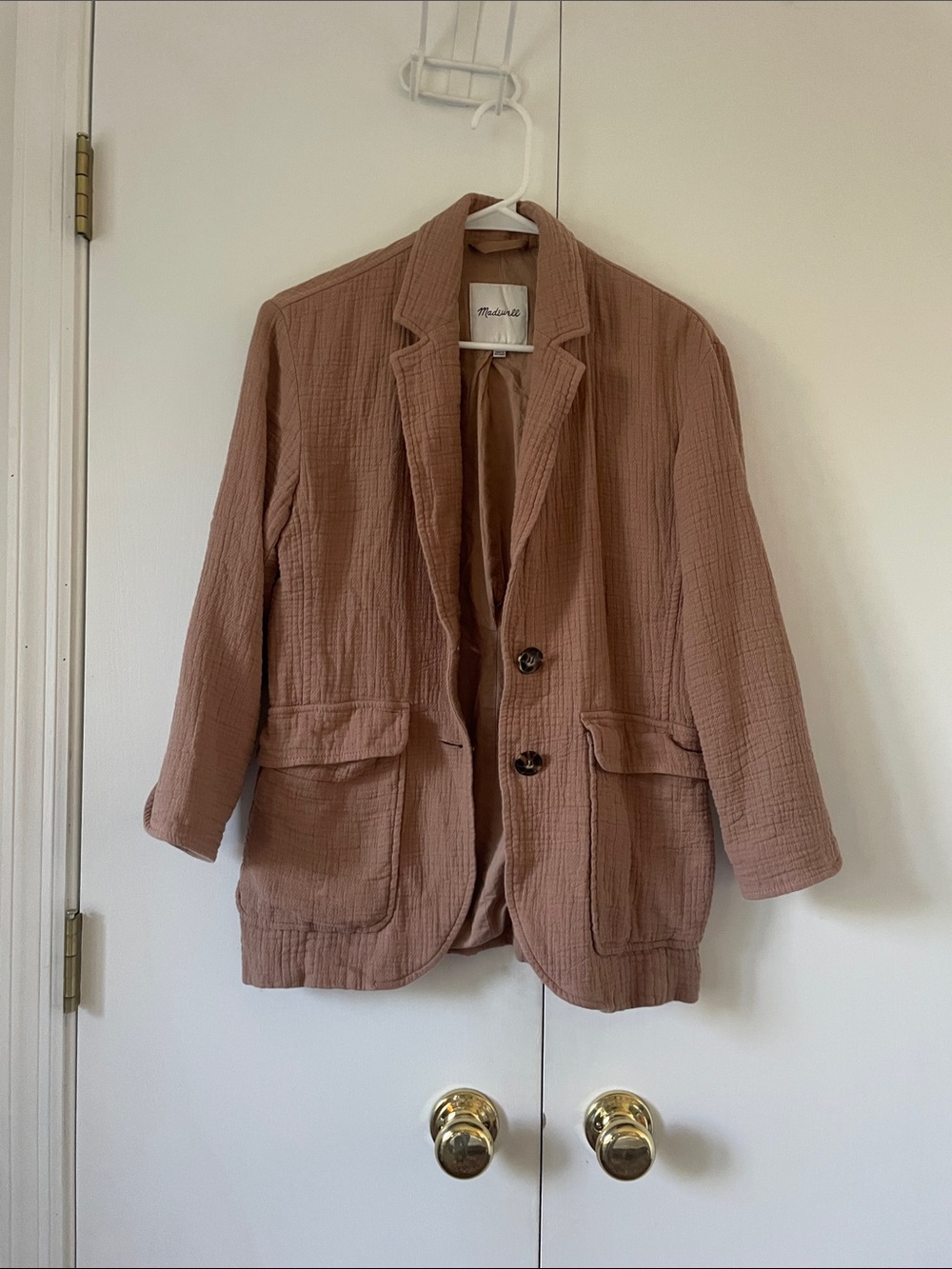 Madewell Cotton-Blend Blazer in Tan
